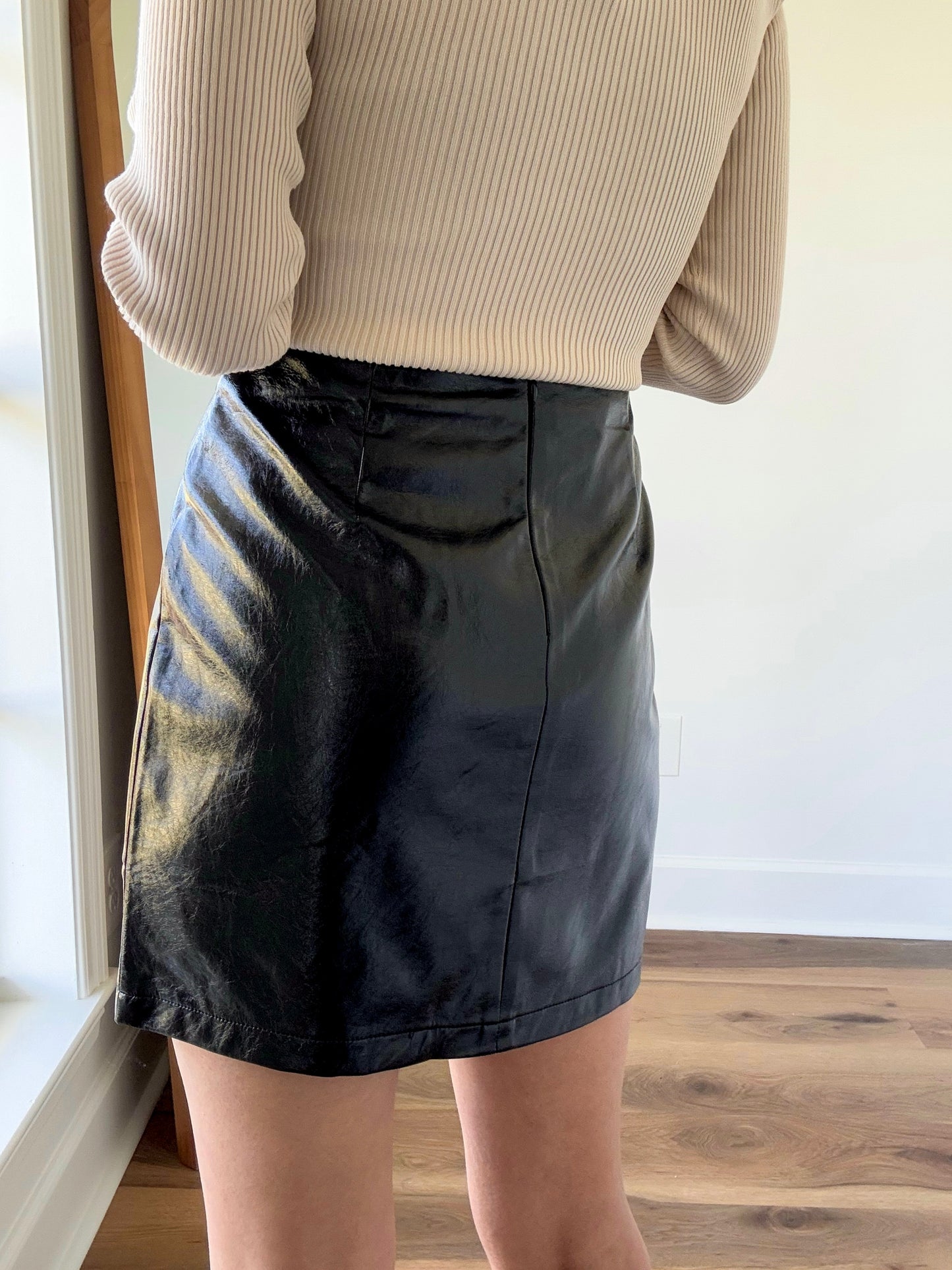 Crinkled Pleather Skirt