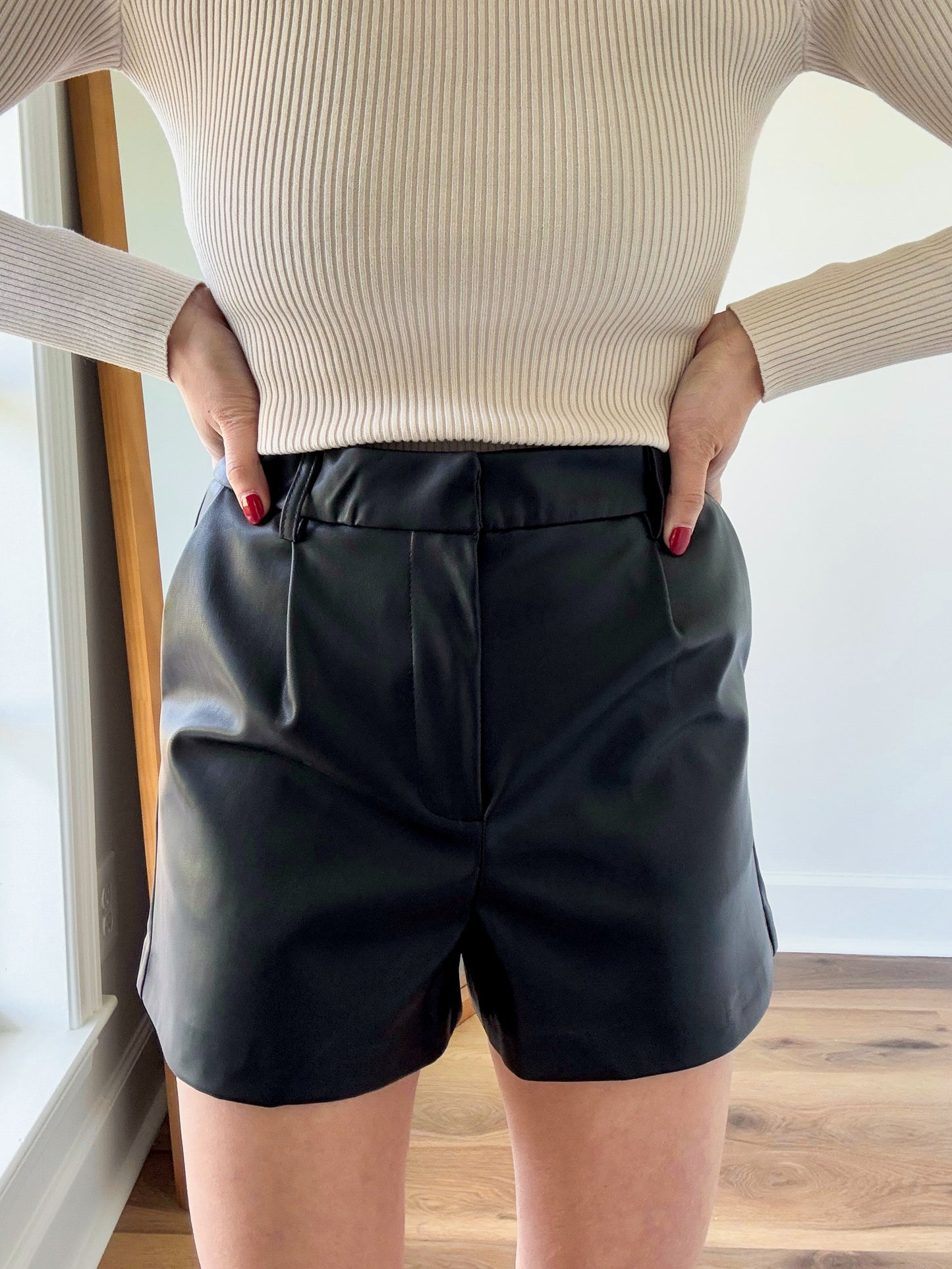 Nikki Pleather Shorts- Black