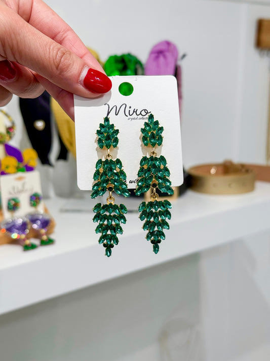 Emerald Cluster Drop Earrings