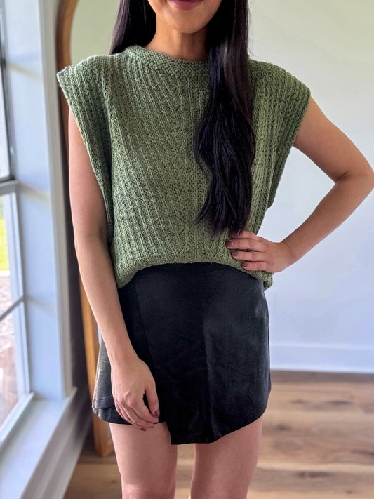 Olive Sweater Vest Top