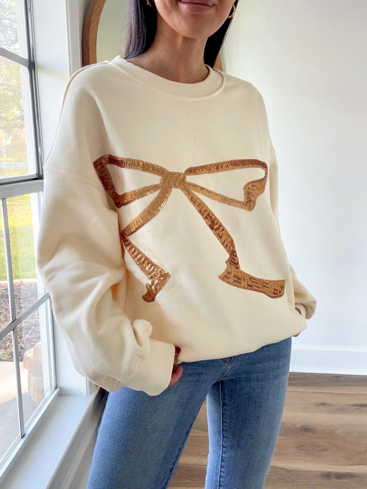 Sequin Bow Sweatshirt