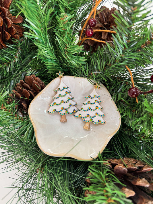 Snowy Christmas Tree Earrings