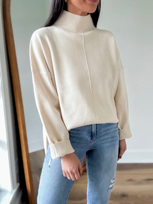 Cream Front Seam Pullover