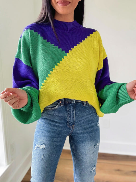 Check Please Mardi Gras Sweater