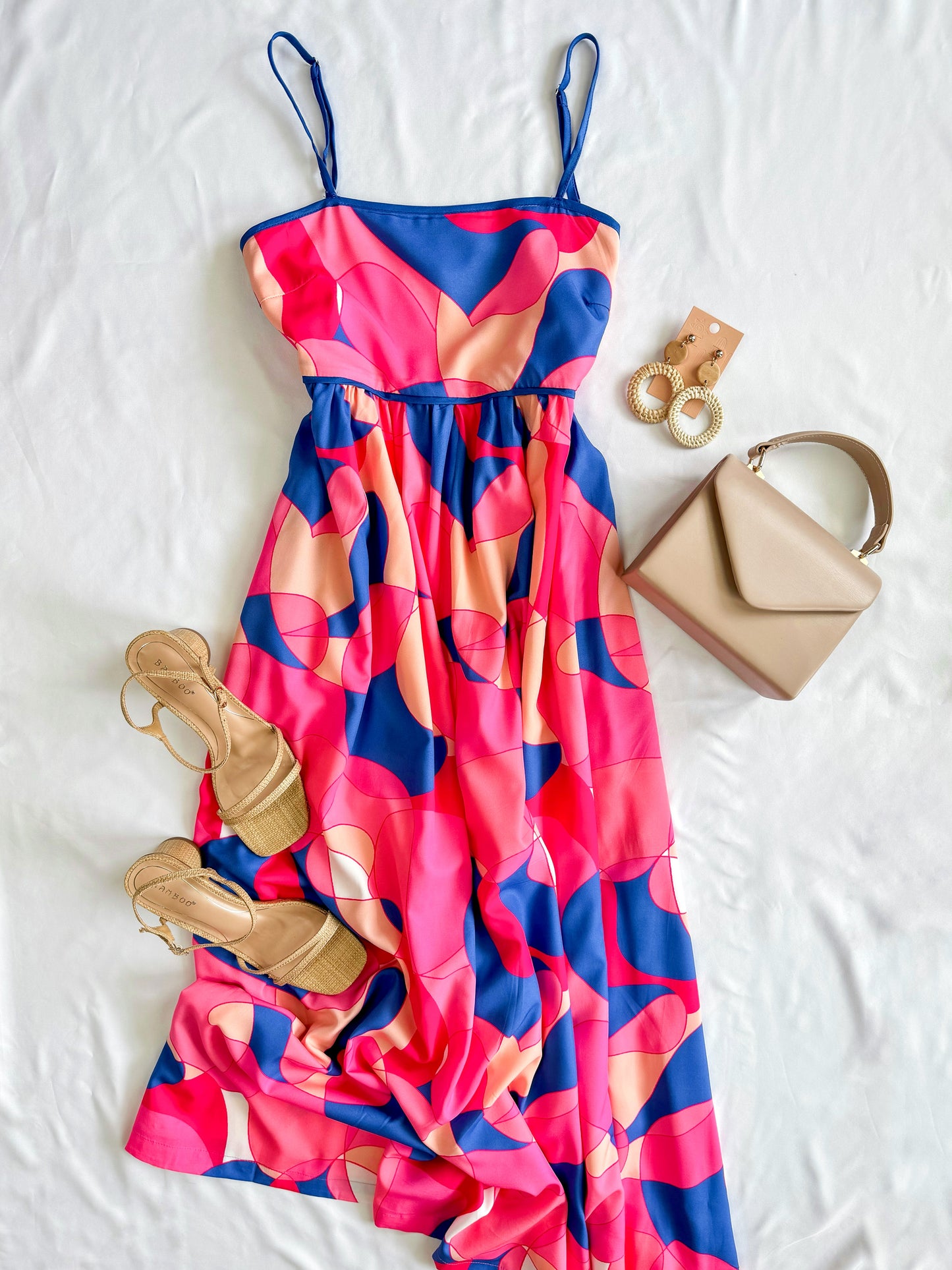 Abstract Print Midi Dress