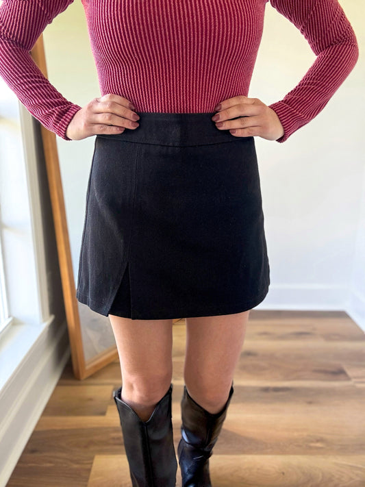 Black Denim Skort