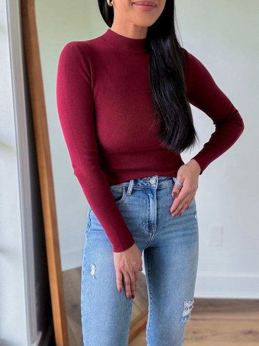 Burgundy Sweater Top