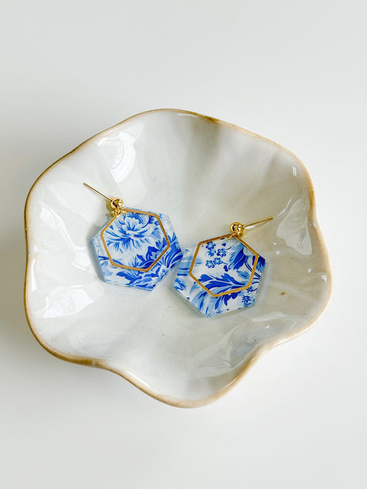 Blue + White Chinoiserie Earrings