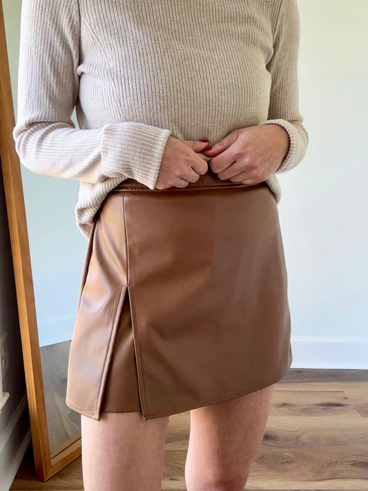 Staci Slit Skort-Camel