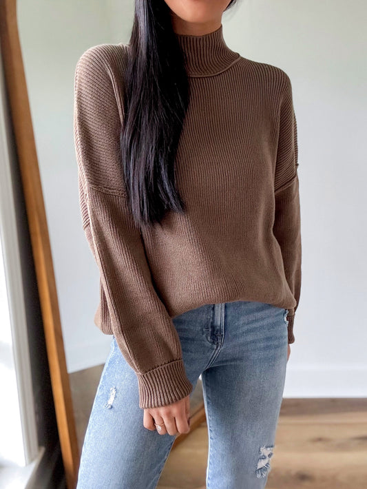 Mock Ribbed Sweater-Mocha