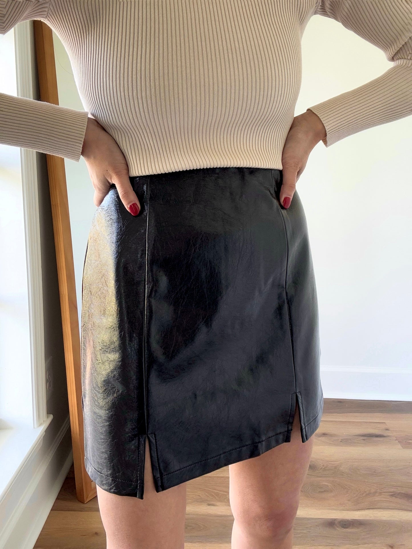 Crinkled Pleather Skirt