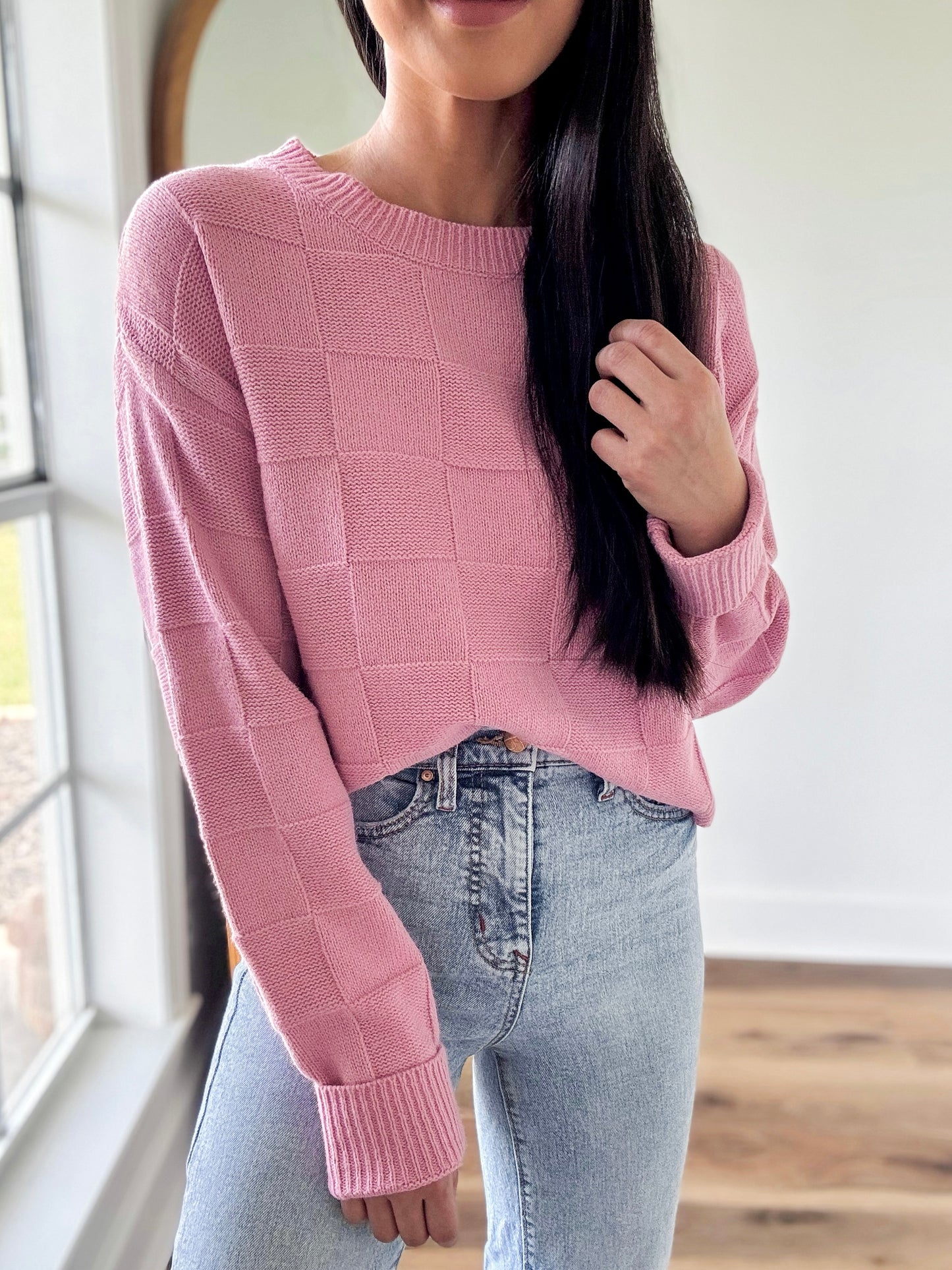 Checked Out Cropped Sweater