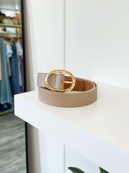 Classic Oval Buckle Belt - Taupe