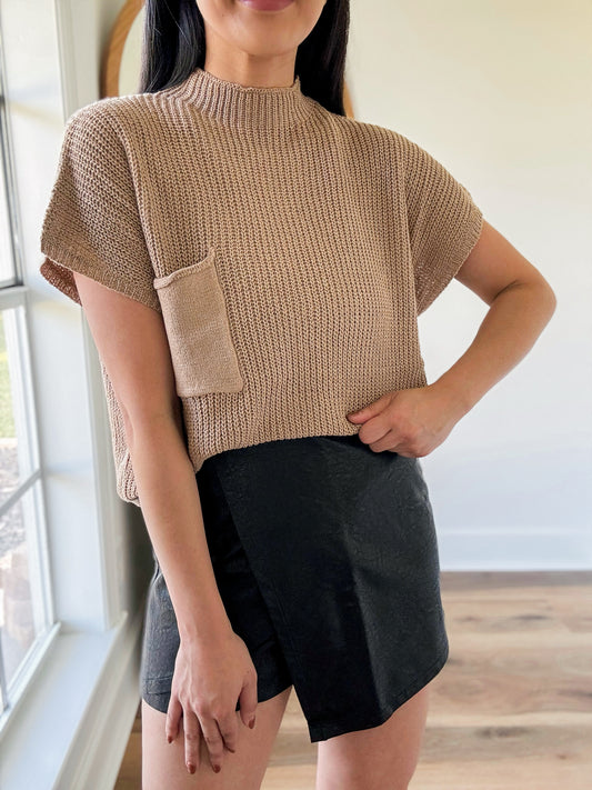 Mocha Pocket Sweater Top