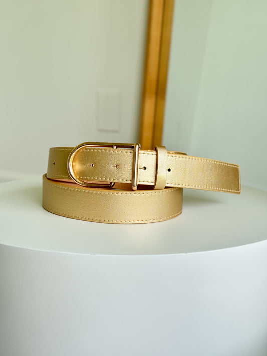 Gold Faux Leather Belt