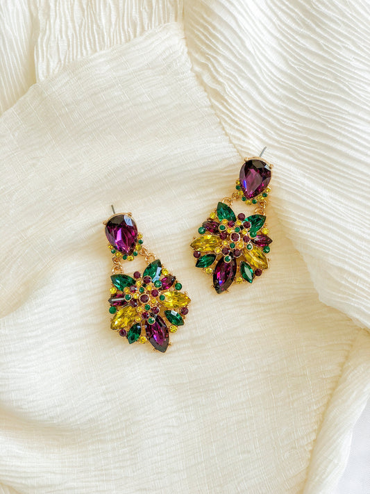 Mardi Gras Marquis Stone Earrings