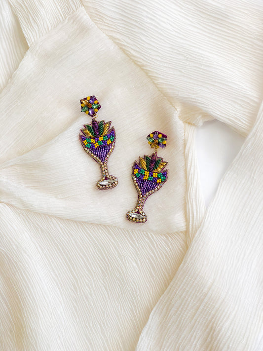 Mardi Gras Cocktail Earrings